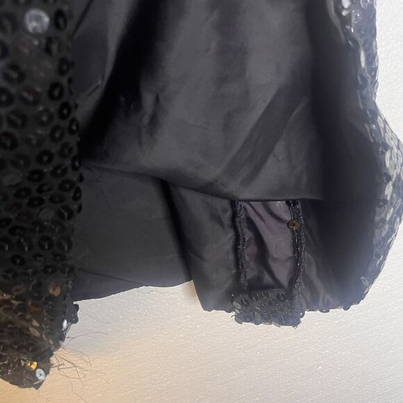 Vintage J Reynold Designs Atlanta Black Sequin Spaghetti Strap Fringe Dress 9/10 - Picture 2 of 8